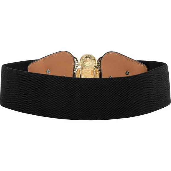 ❤️Women Black Butterfly Wide Elastic  Stretch Vintage Antique Retro Buckle Belt - Picture 2 of 5